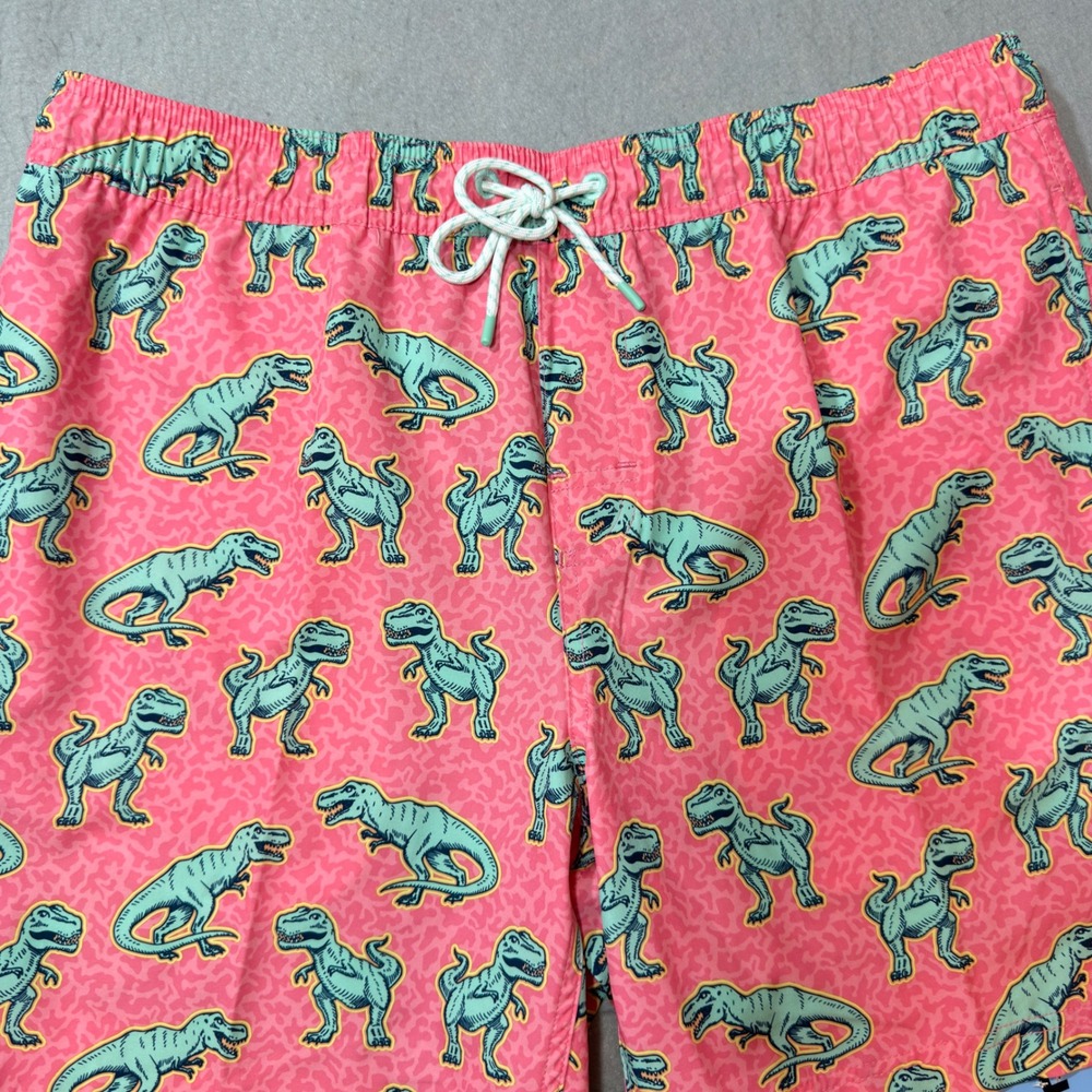 Member's Mark Swim Trunks Mens Size Large Pink Teal Dinosaur Print Resort Shorts